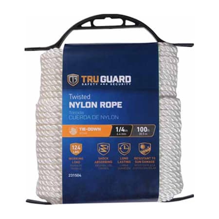 Mibro Group 0.25 in. x 100 ft. Tru-Guard White Twisted Nylon Rope 231504